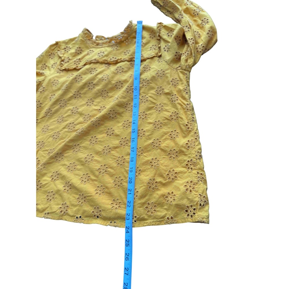 J.Crew Ruffleneck Eyelet Yoke Top Gold Yellow Women's Dainty Feminine Small - Picture 14 of 14